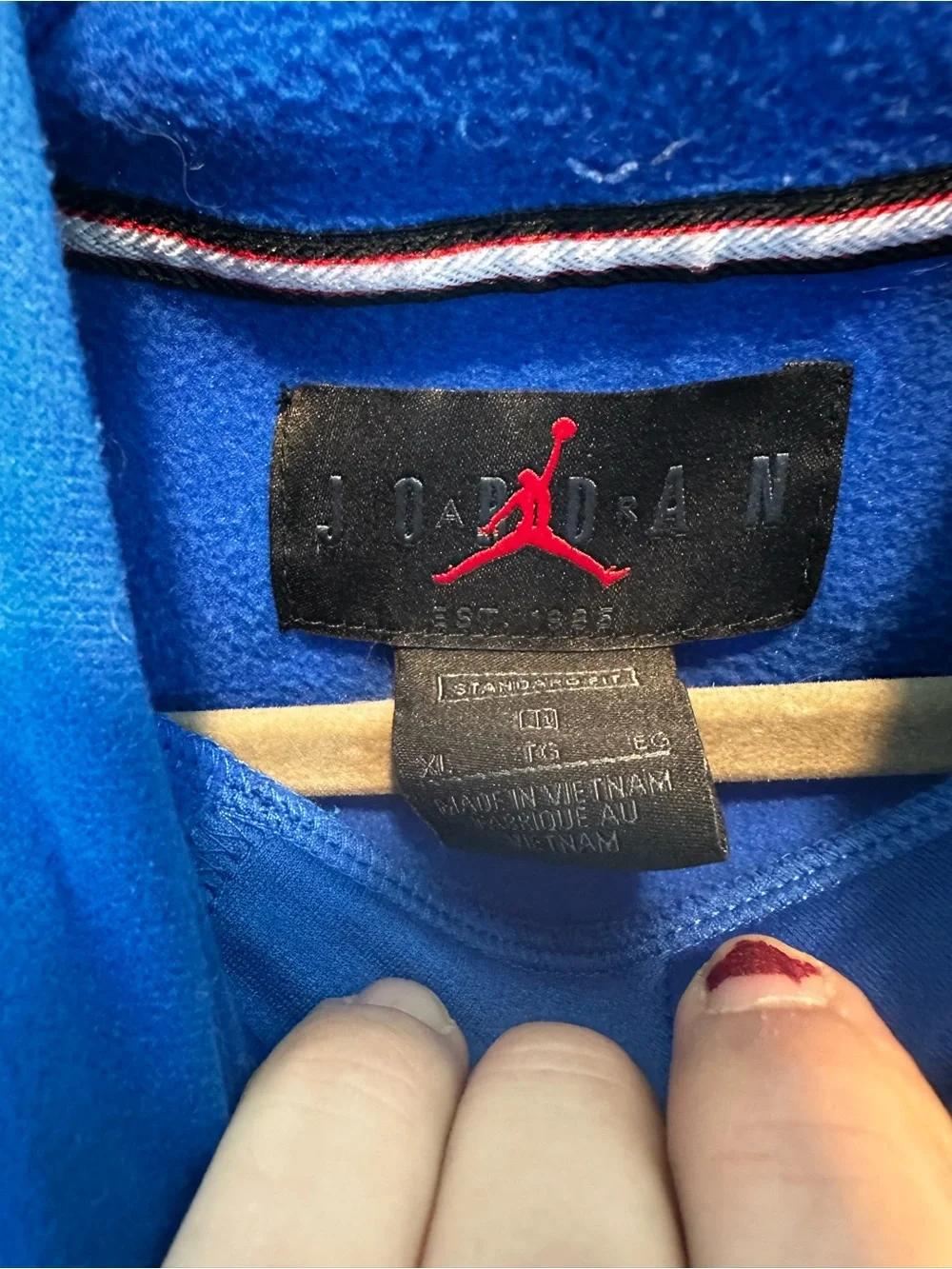 Jordan Air Therma Fleece Pullover Hoodie Blue Dri-Fit Graphic Jumpman